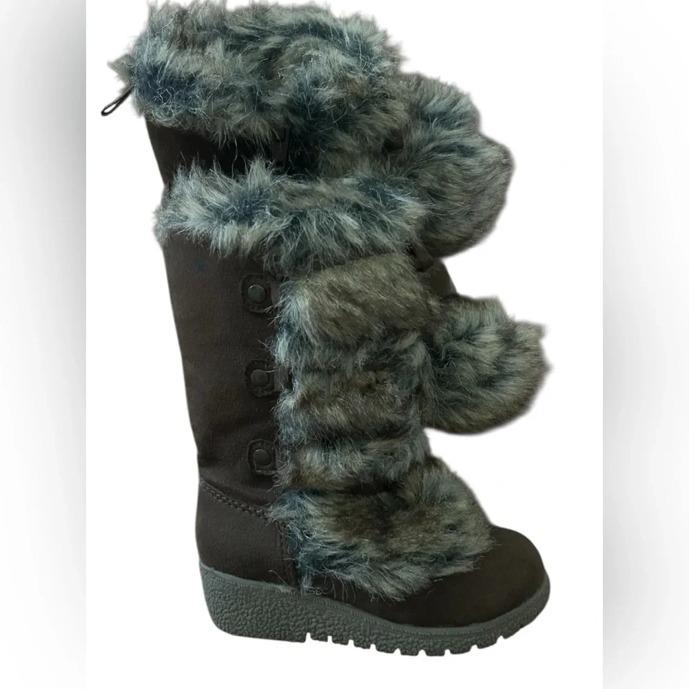 Old Navy Brown Faux Fur Bear Hug Winter Boots Cozy Cabin Core Toddler 7 18-24M